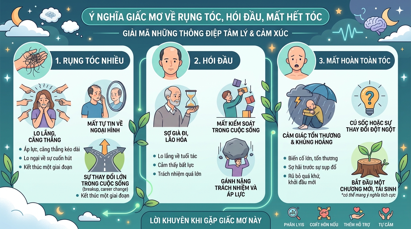 Ý nghĩa giấc mơ rụng tóc hói đầu, rụng hết tóc