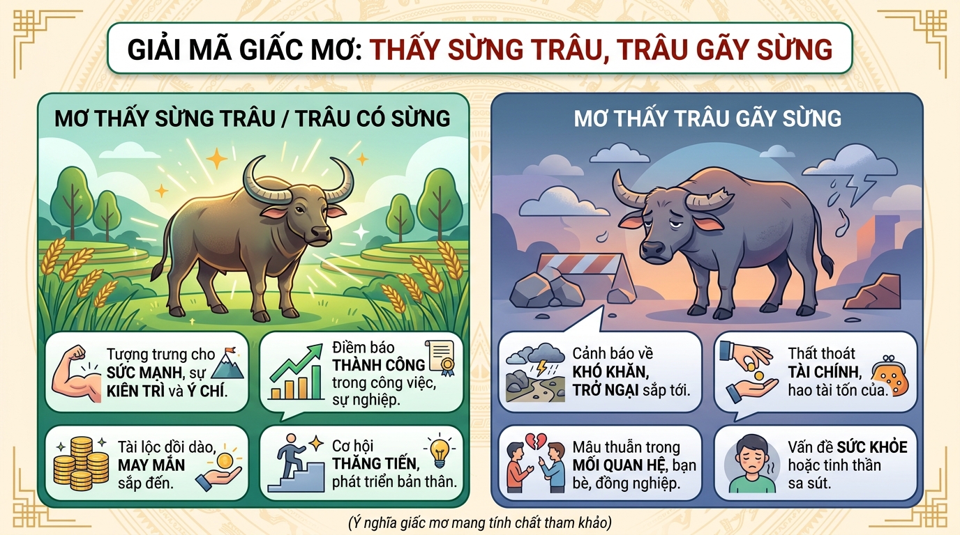 Ngủ mơ thấy sừng trâu, trâu gãy sừng là điềm báo gì