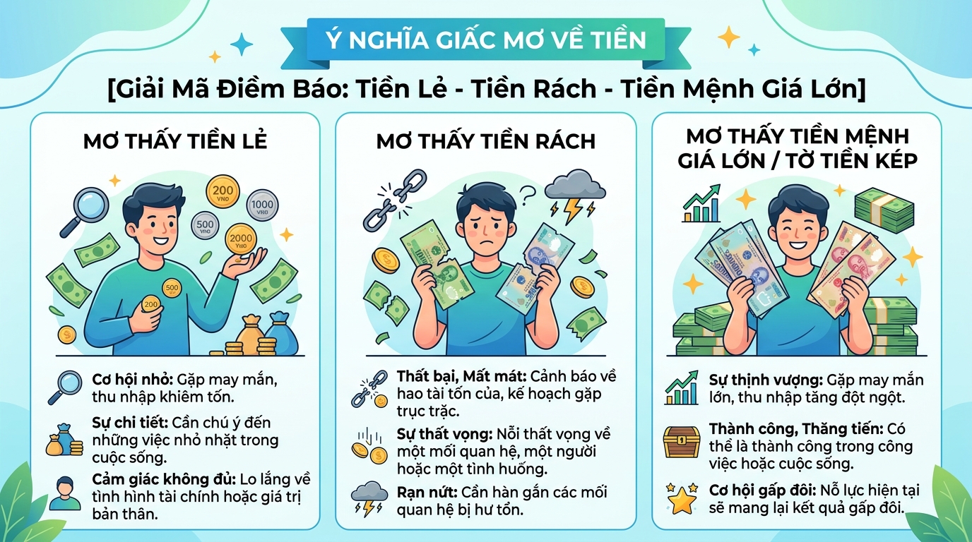 Ý nghĩa giấc mơ thấy tiền lẻ, tiền rách, tiền đô