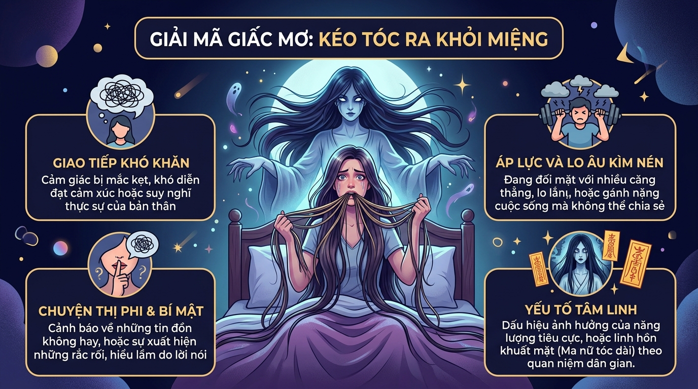 Ý nghĩa giấc mơ kéo tóc trong miệng ra, ma nữ tóc dài