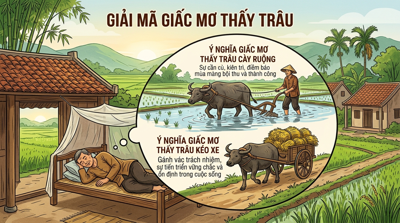 Ý nghĩa giấc mơ thấy trâu cày ruộng, trâu kéo xe