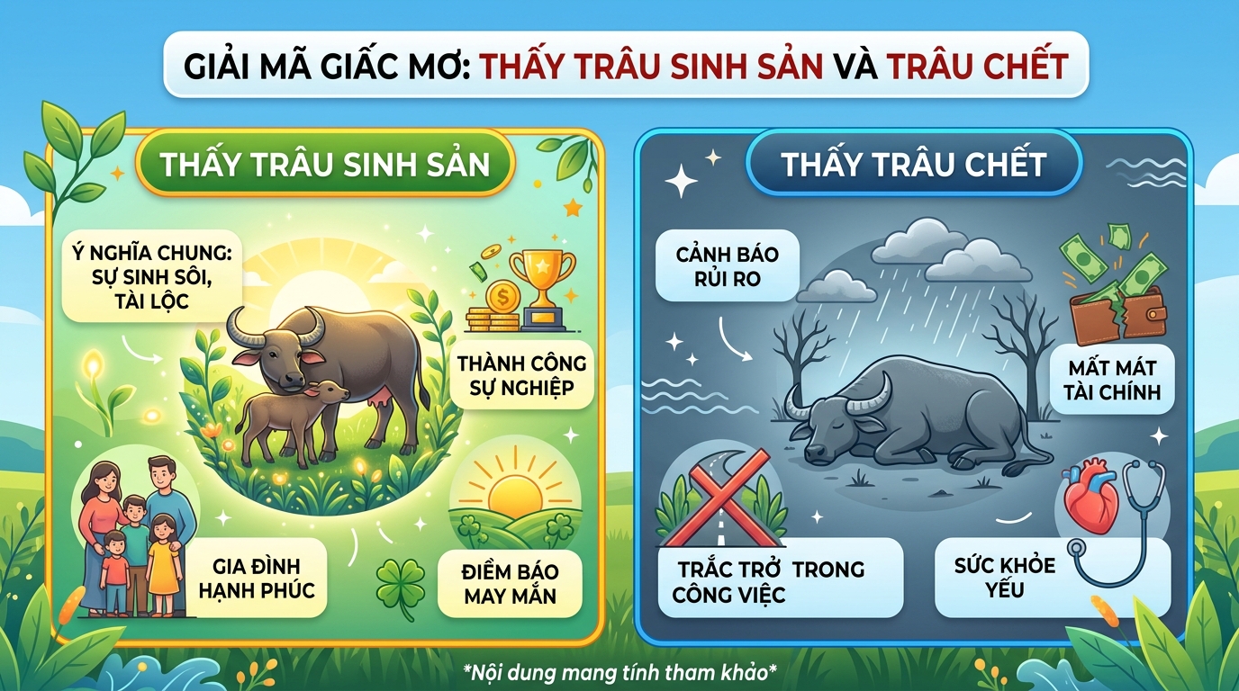 Giải mã giấc mơ thấy trâu đẻ con và trâu chết