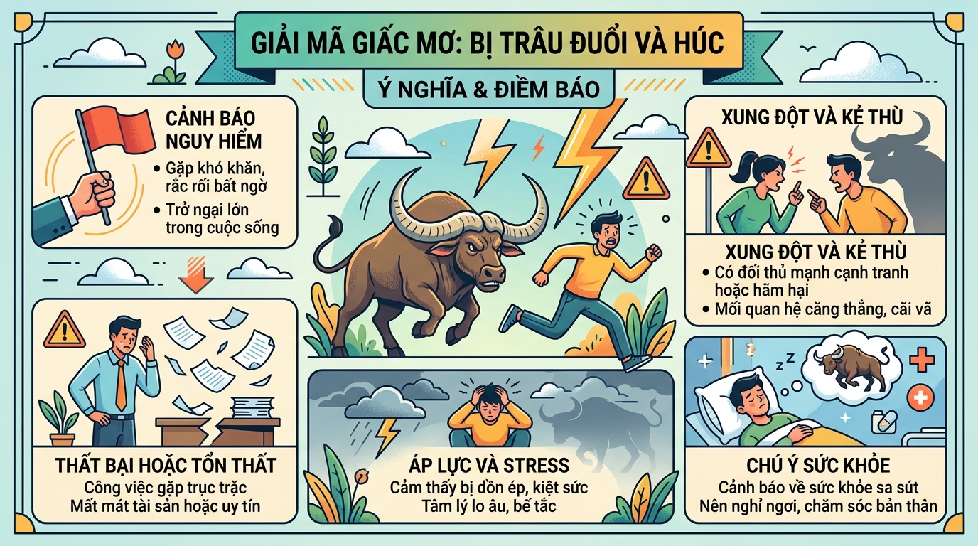 Ngủ mơ thấy trâu đuổi húc mình là điềm báo gì