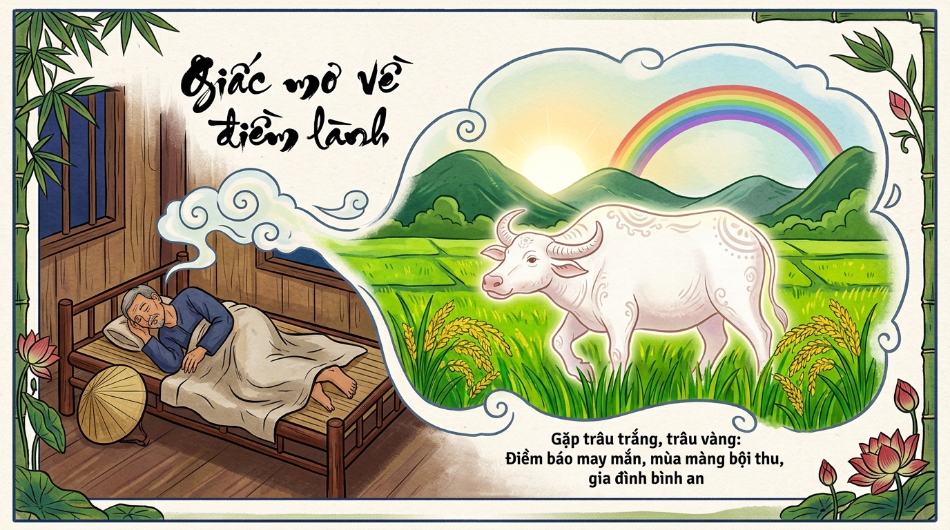 Chiêm bao thấy trâu trắng, trâu vàng là điềm báo đại cát đại lợi
