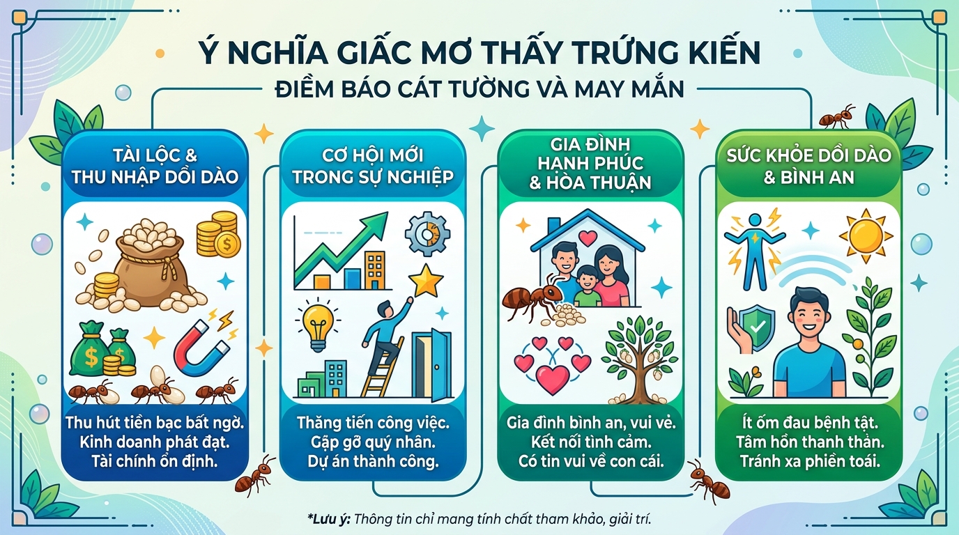 Ý nghĩa điềm báo Đại Cát khi nằm mơ thấy trứng kiến
