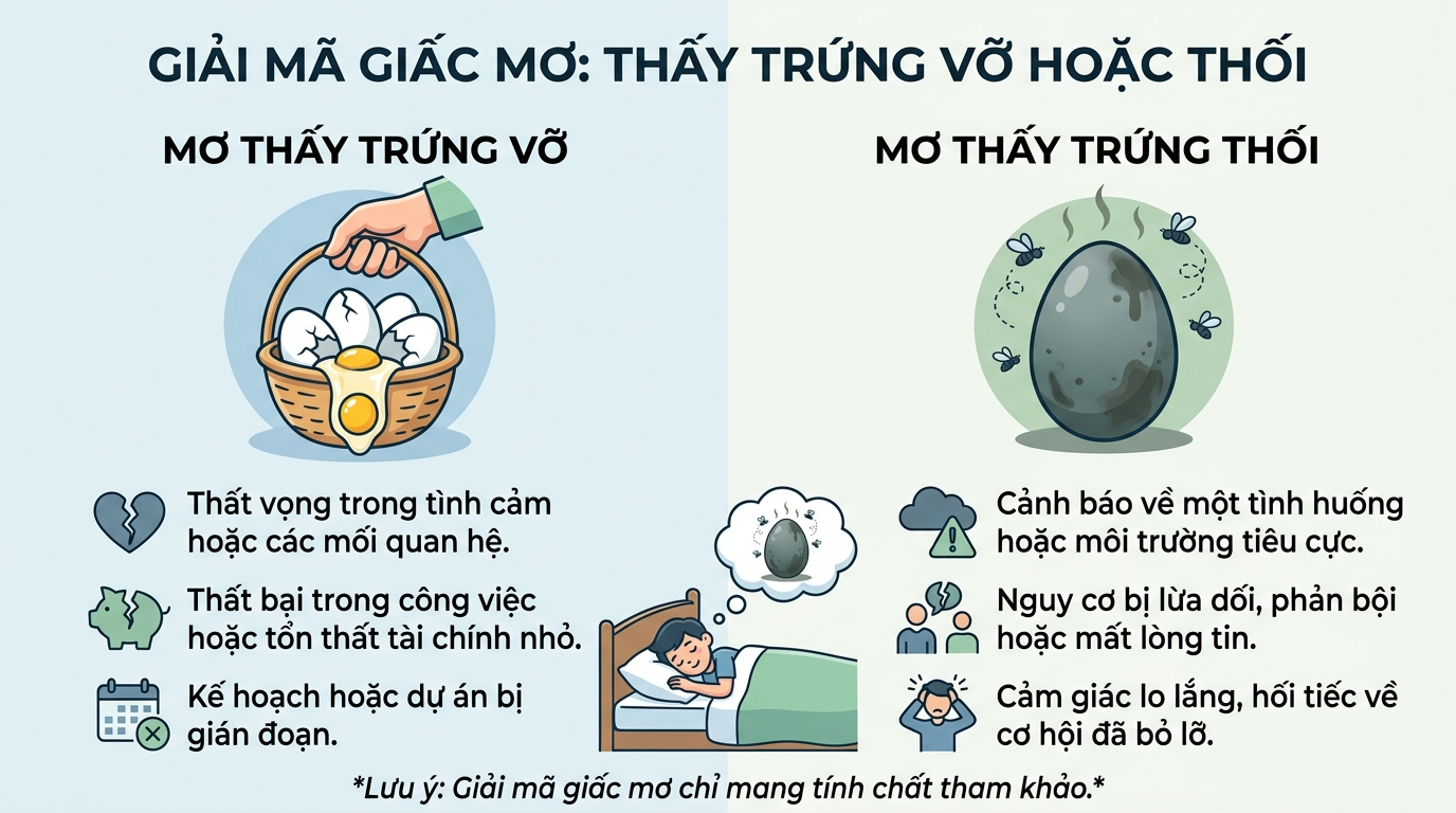 Điềm báo mơ thấy trứng vỡ, trứng ung thối
