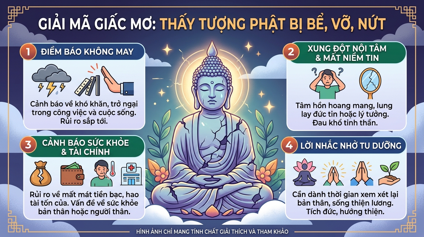 Giải mã điềm báo nằm mơ thấy tượng Phật bị vỡ, nứt nẻ