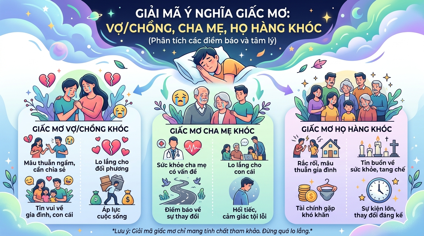 Giải mã điềm báo nằm mơ thấy vợ chồng, bố mẹ, người thân khóc