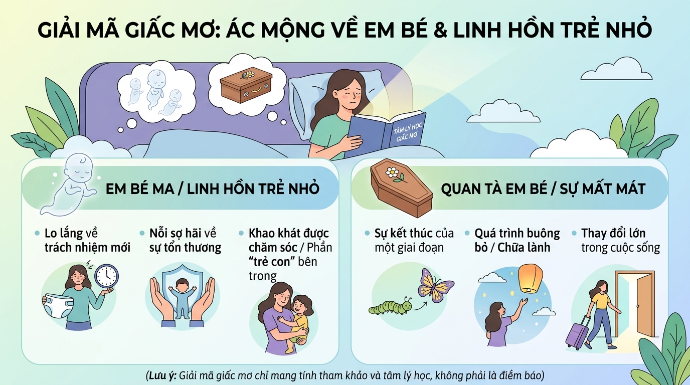 Giải mã ác mộng mơ thấy vong nhi, ma em bé, quan tài em bé