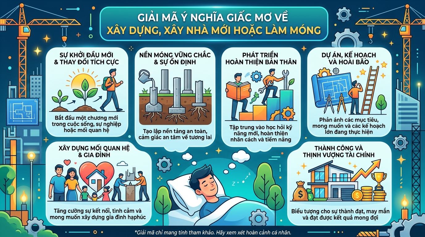 Giải mã điềm báo nằm mơ thấy xây nhà mới, làm nhà, đổ móng nhà