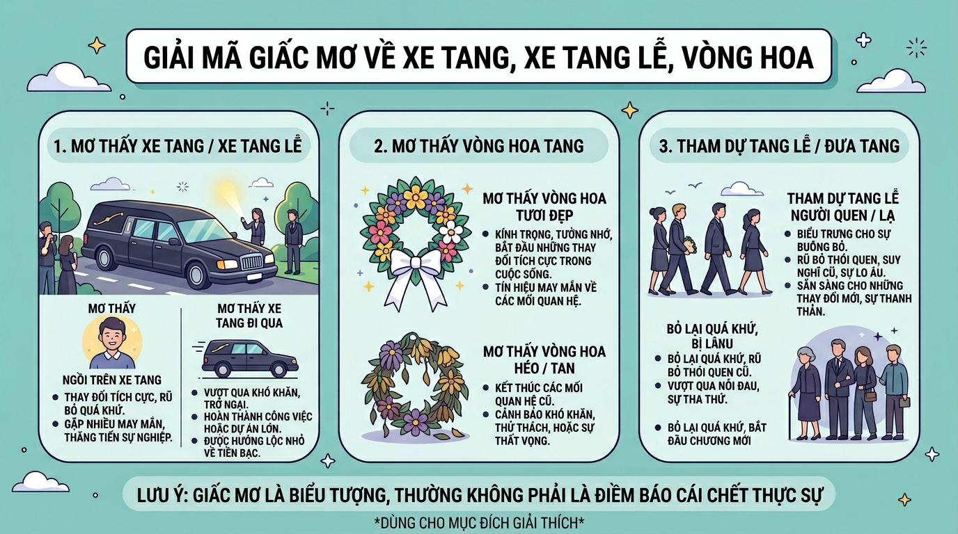 Ý nghĩa giấc mơ thấy xe đám ma, xe đưa đám tang, vòng hoa
