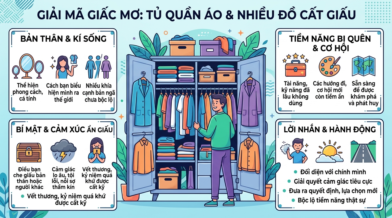 Ý nghĩa giấc mơ thấy tủ quần áo, nhiều quần áo thầm kín