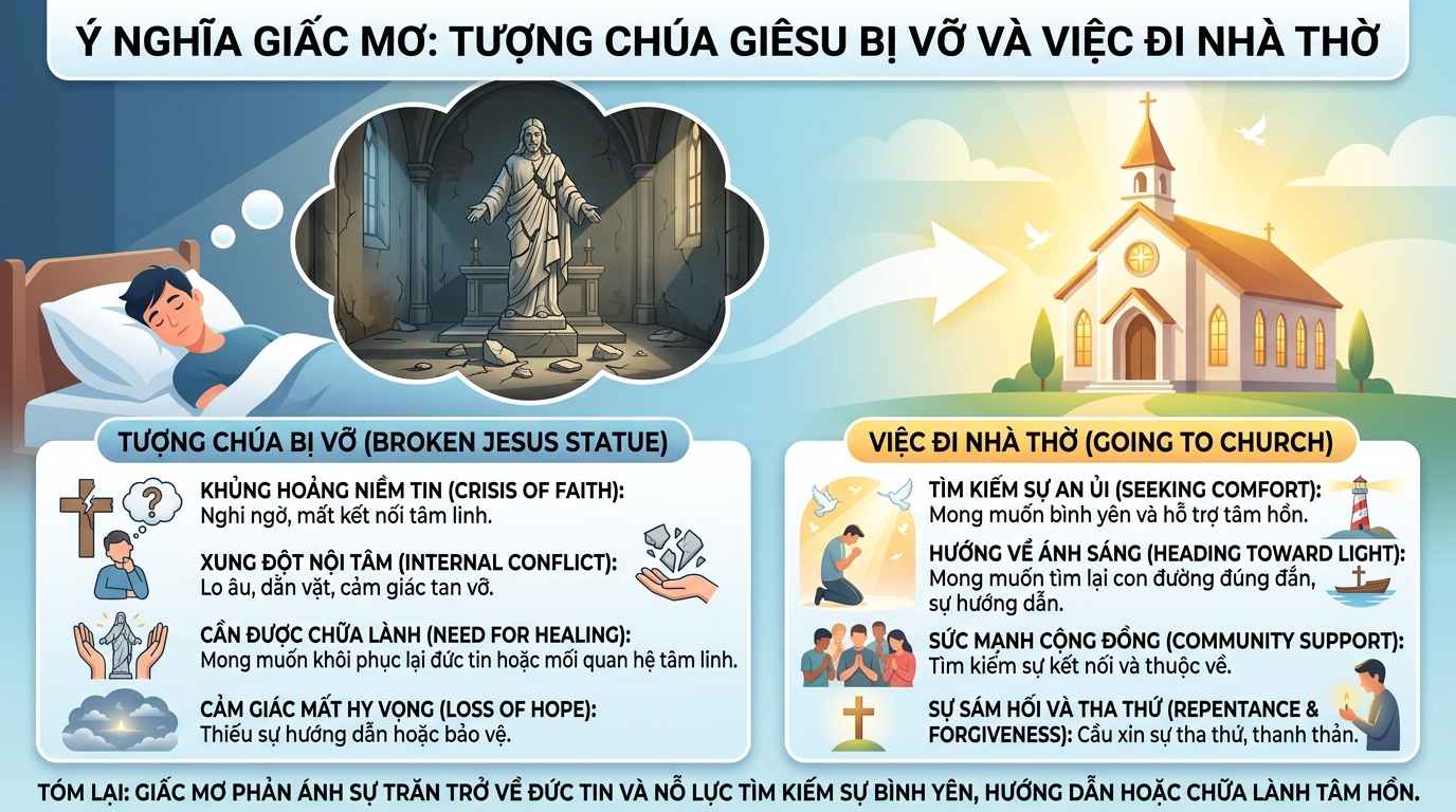Ý nghĩa giấc mơ thấy tượng chúa bị vỡ, đi nhà thờ chúa