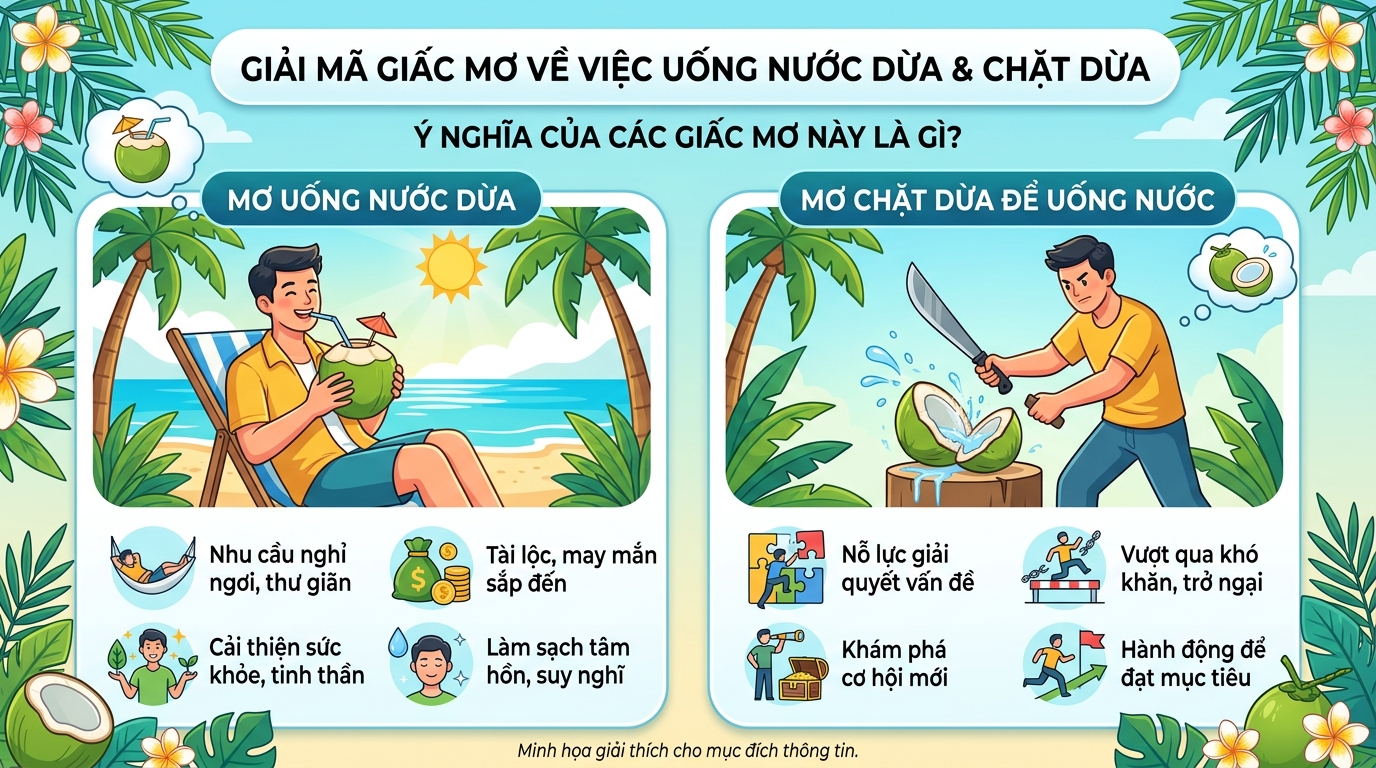 Giải mã nằm mơ thấy uống nước dừa, chặt dừa uống nước là điềm gì