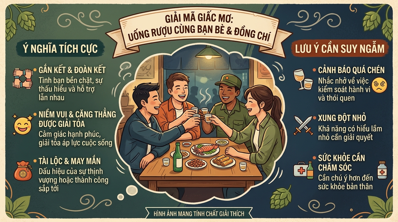 Giải mã nằm mơ thấy uống rượu với bạn bè chiến hữu vui vẻ