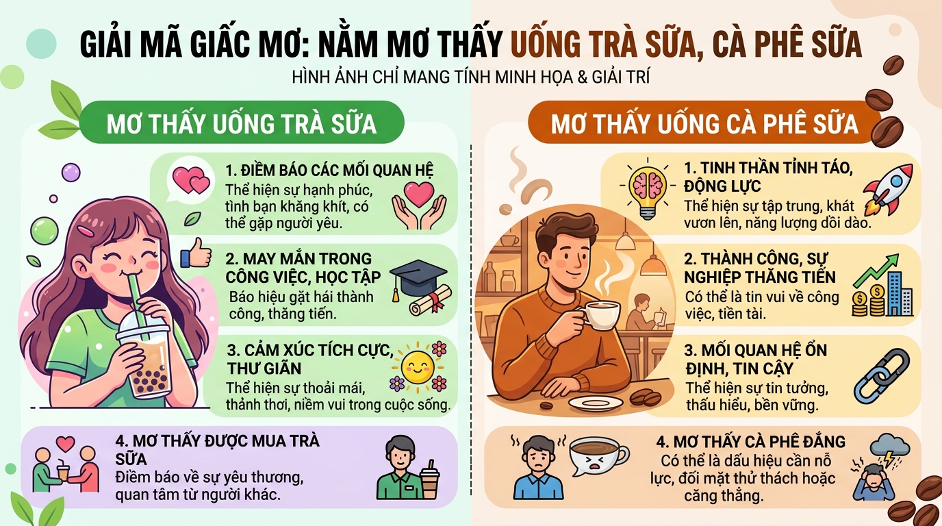 Ý nghĩa giấc mơ thấy uống trà sữa, uống cà phê sữa sữa