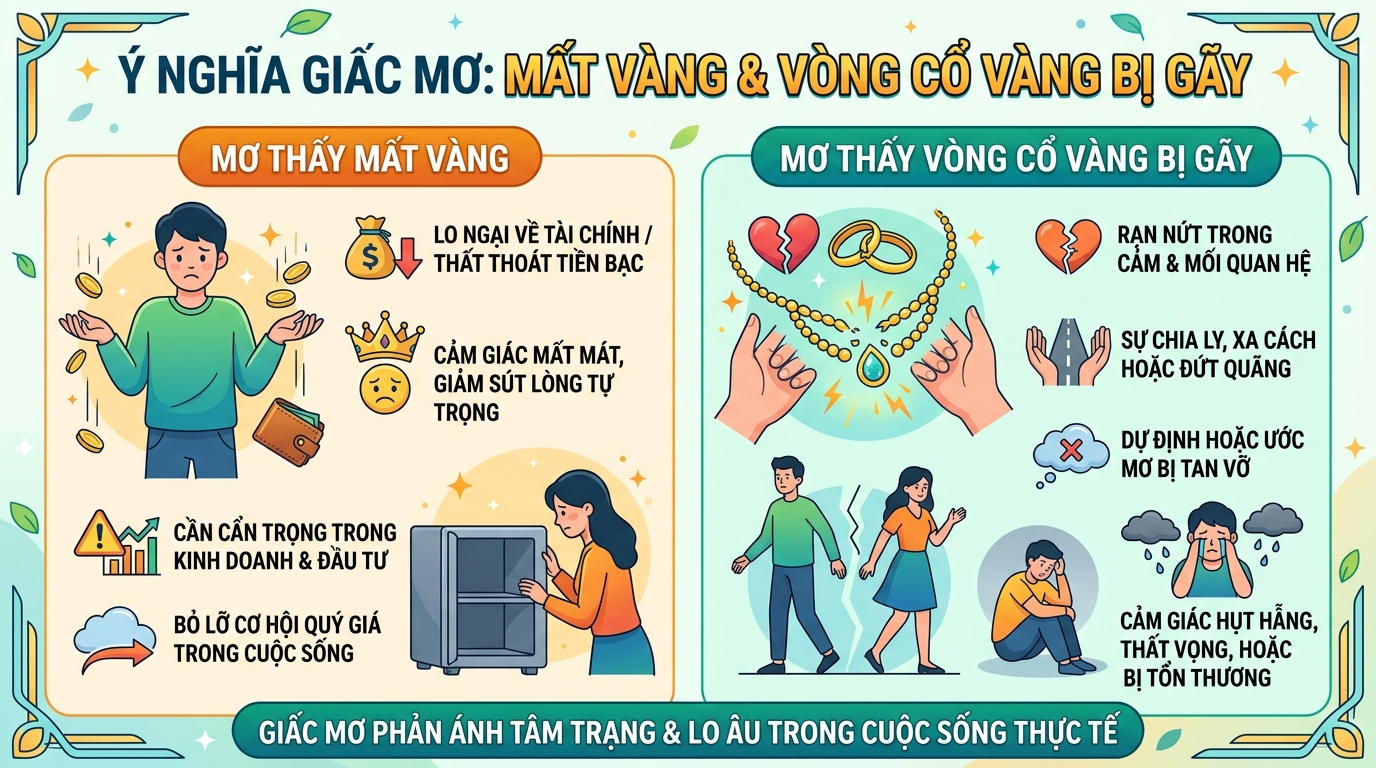 Ý nghĩa giấc mơ thấy mất vàng, dây chuyền vàng bị đứt gãy