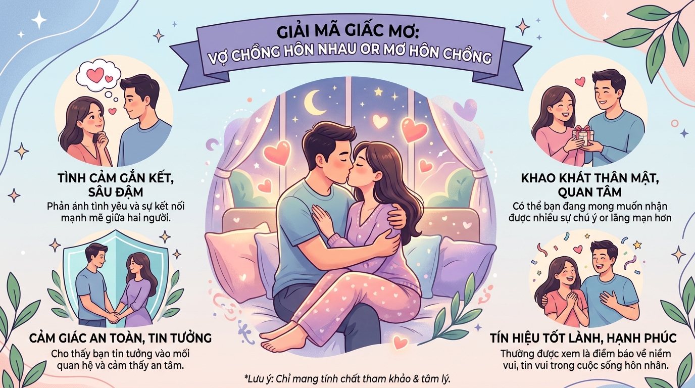 Ý nghĩa giấc mơ thấy vợ chồng hôn nhau, nằm mơ hôn chồng