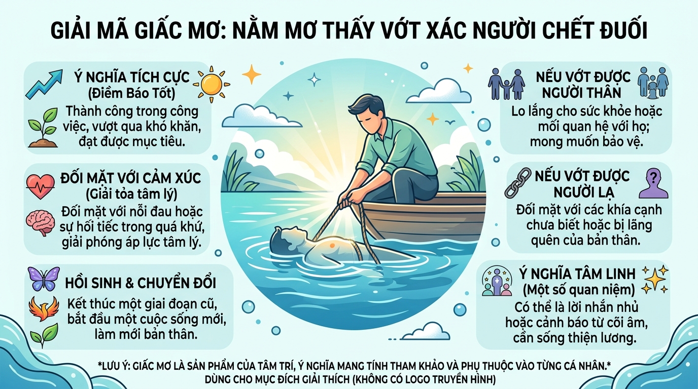 Ý nghĩa giấc mơ vớt xác chết đuối, xác người chết đuối nước