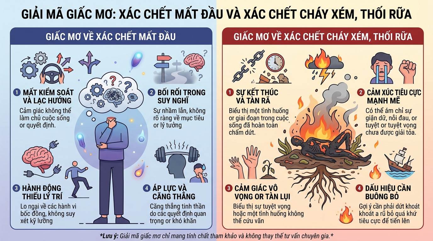 Ý nghĩa giấc mơ thấy xác chết không đầu, xác chết cháy đen thối rữa