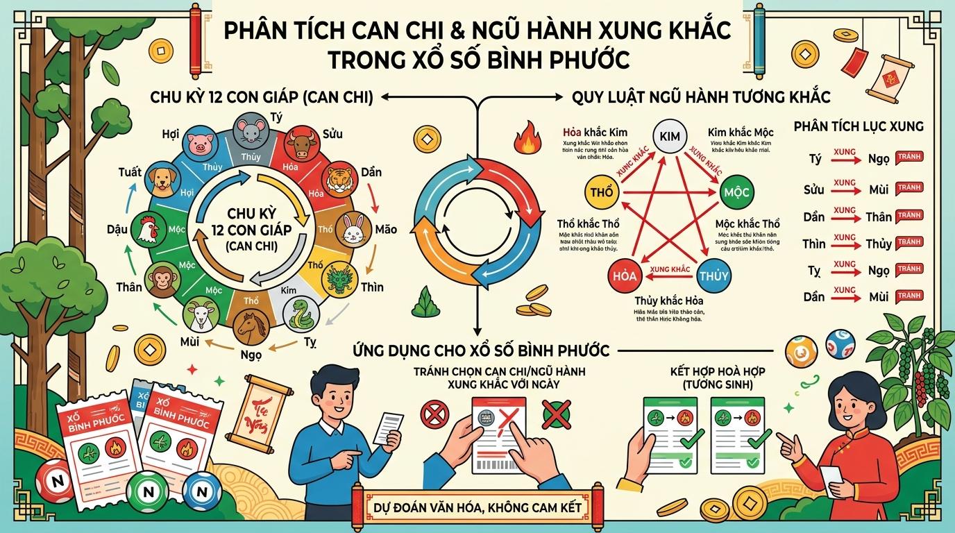 Hình tròn chia thành các mảng màu khác biệt, bên trong mỗi mảng chứa một ký tự chữ cái.