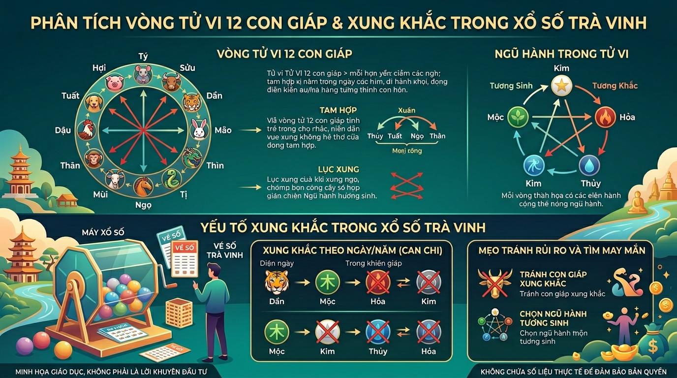 Hình tròn phân chia thành các mảng màu khác biệt, bên trong mỗi mảng chứa một ký tự chữ cái.