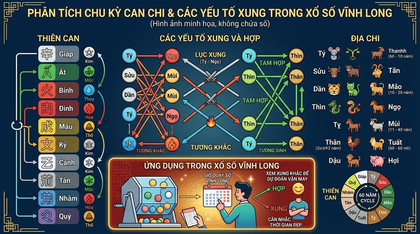 Hình tròn chia thành các mảng màu khác biệt, bên trong mỗi mảng chứa một ký tự chữ cái.