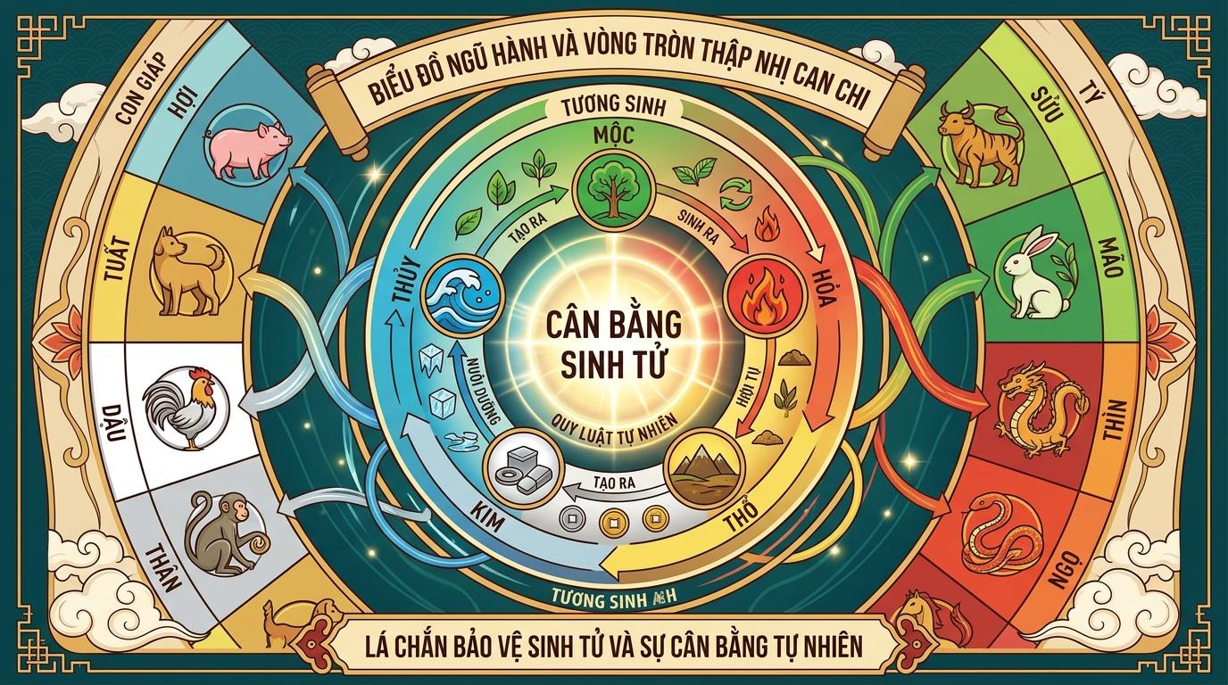 Biểu đồ hình tròn chia thành nhiều mảng màu, bên trong mỗi mảng màu có chứa một ký tự chữ cái.