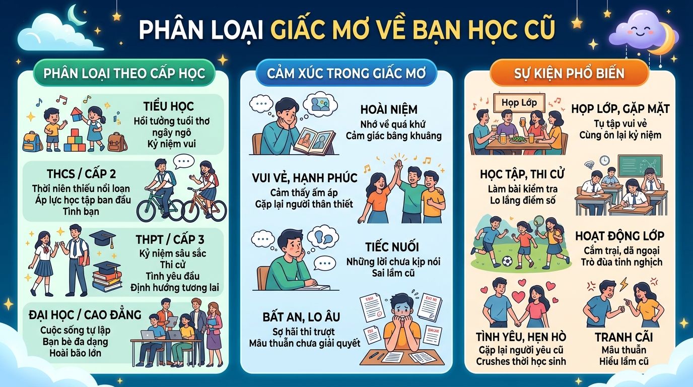 Phân loại các giấc mơ thấy bạn học cũ theo cấp học, tình cảm, biến cố