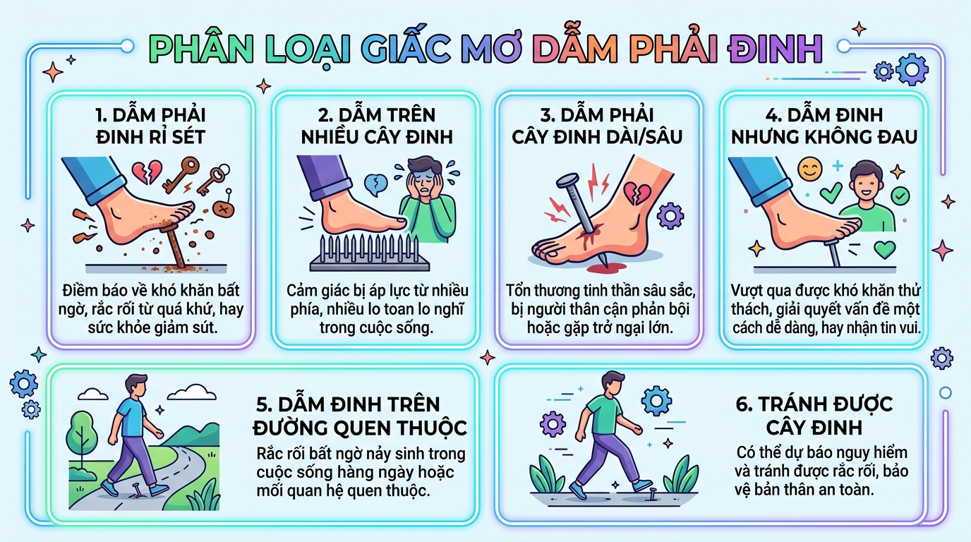 Phân loại các giấc mơ đạp đinh