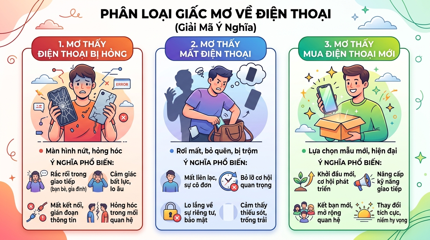 Phân loại giấc mơ điện thoại hỏng, mất điện thoại, mua mới