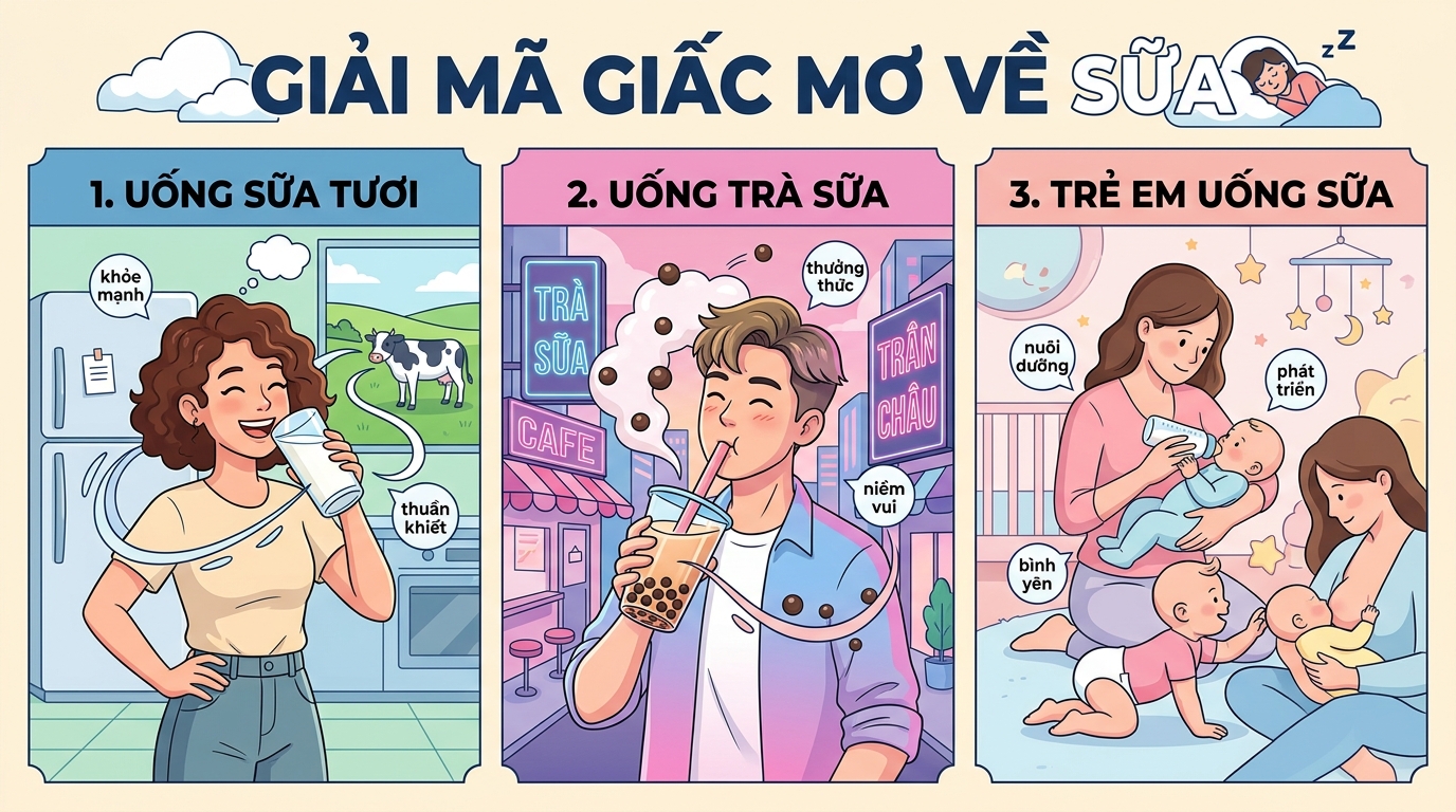Phân loại các giấc mơ uống sữa tươi, trà sữa, em bé uống sữa
