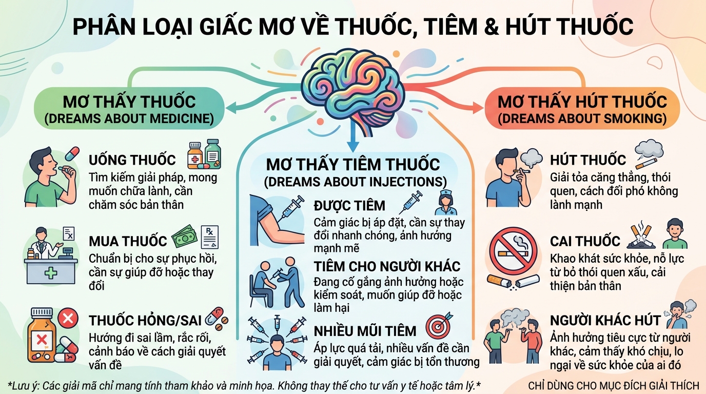 Phân loại các giấc mơ uống thuốc, tiêm chích, hút thuốc