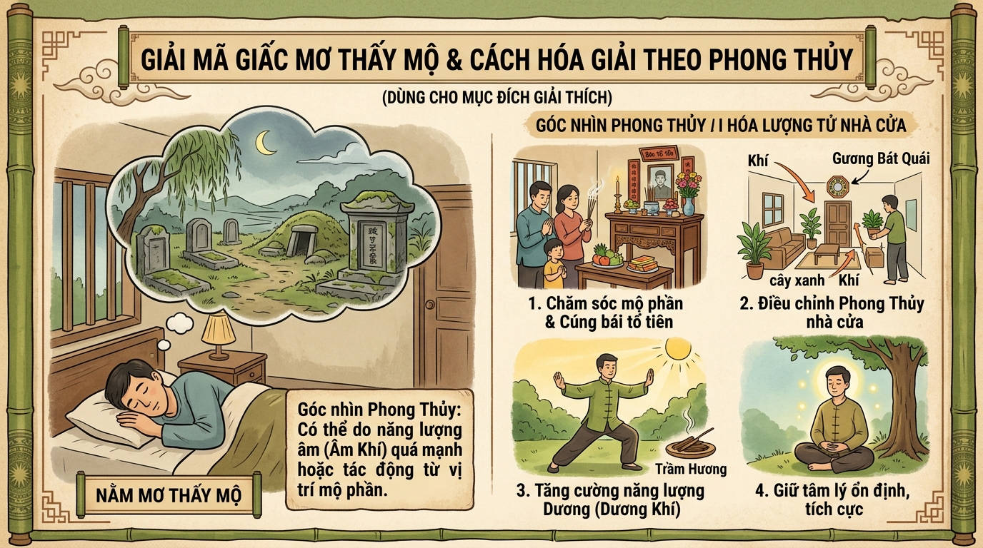 Góc nhìn phong thủy và hóa giải sát khí âm trạch khi mơ thấy mộ