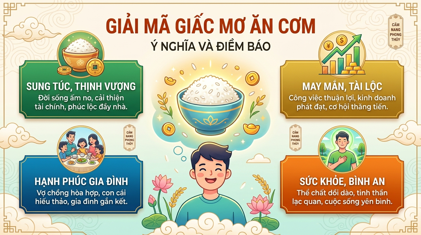 Phong thủy giấc mơ ăn cơm