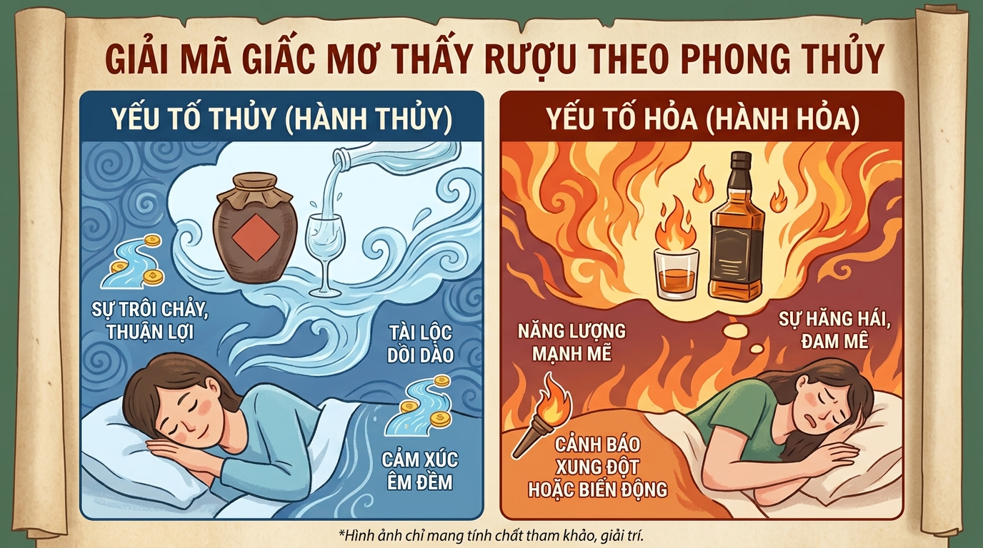 Góc nhìn phong thủy Thủy Hỏa khi nằm mơ thấy rượu