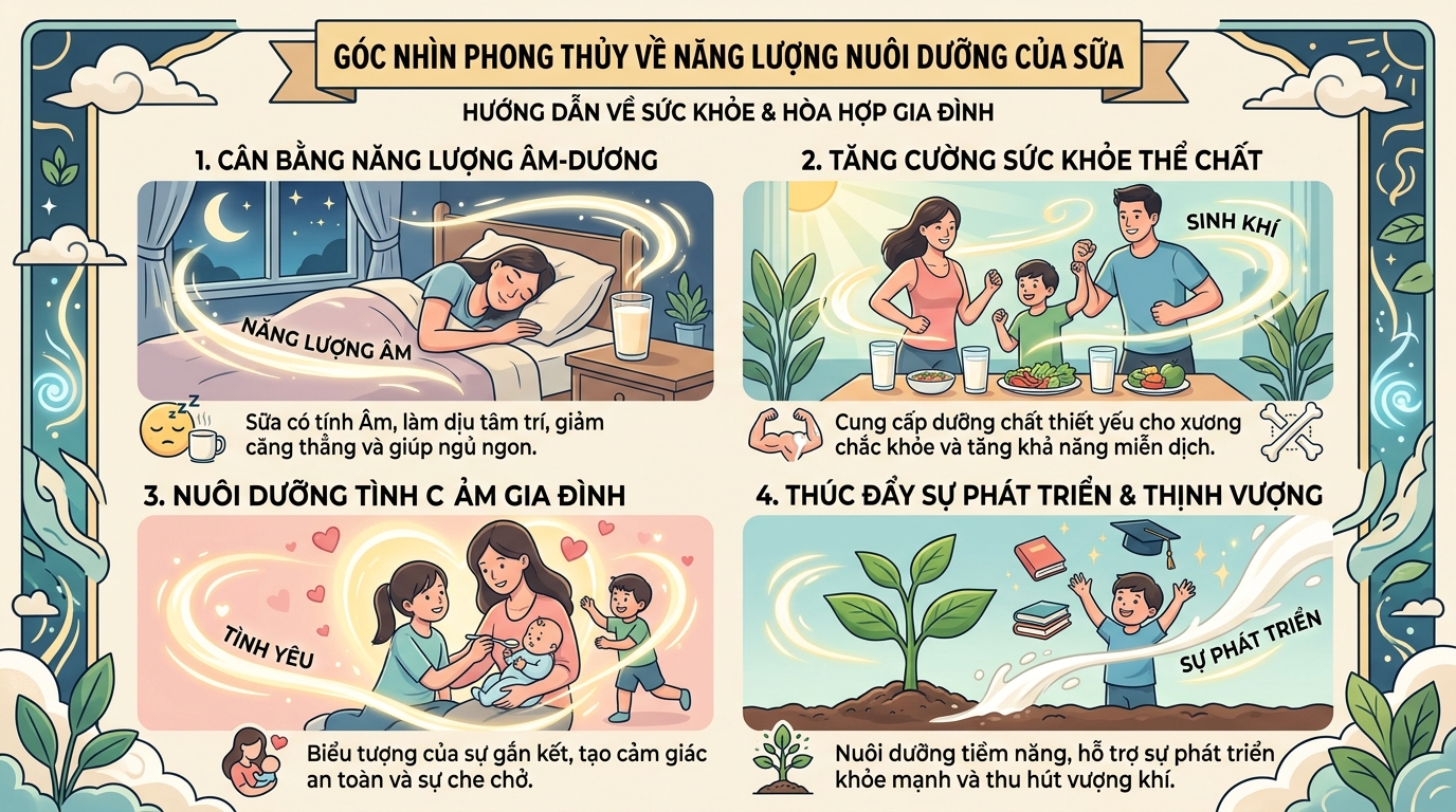 Góc nhìn phong thủy lấy năng lượng nuôi dưỡng của dòng sữa
