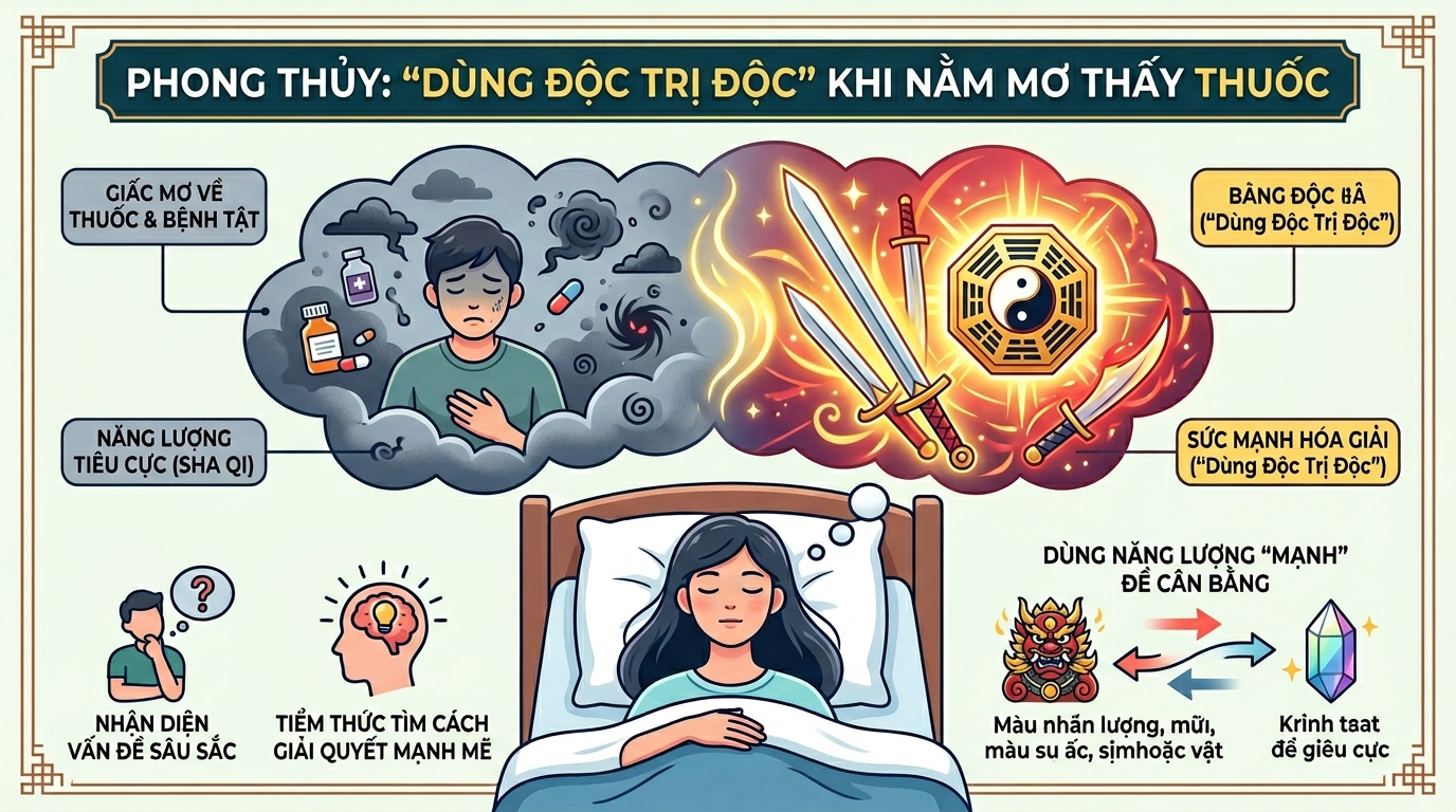 Góc nhìn phong thủy lấy độc trị độc khi nằm mơ thấy thuốc