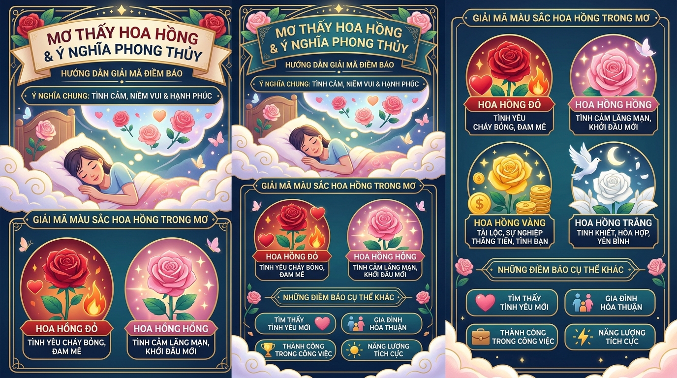 Phong thủy hoa hồng trong giấc mơ