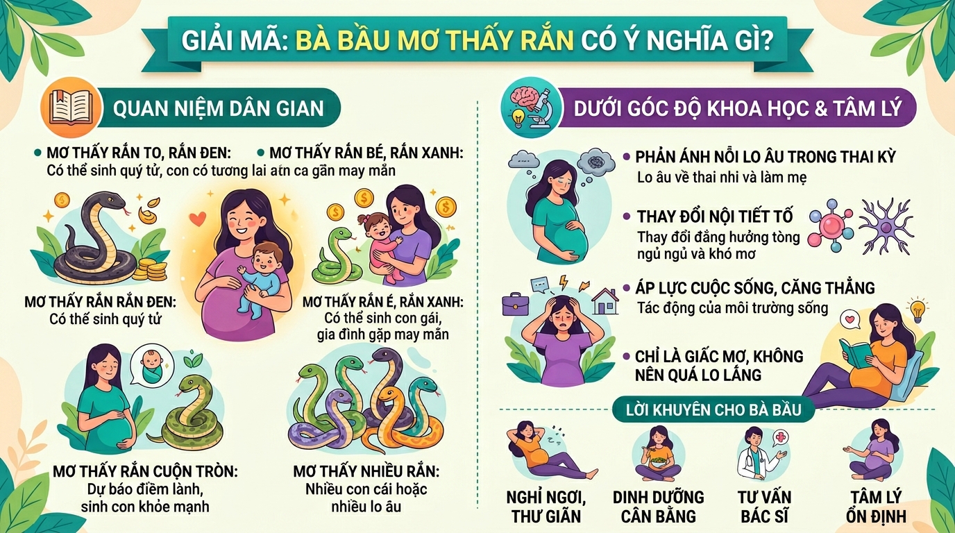 Phụ nữ mang thai nằm mơ thấy rắn báo hiệu điều gì