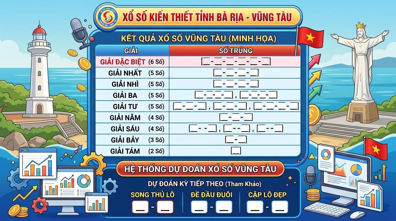 Mô phỏng bảng kết quả đài Vũng Tàu với hệ thống bắt lô xiên