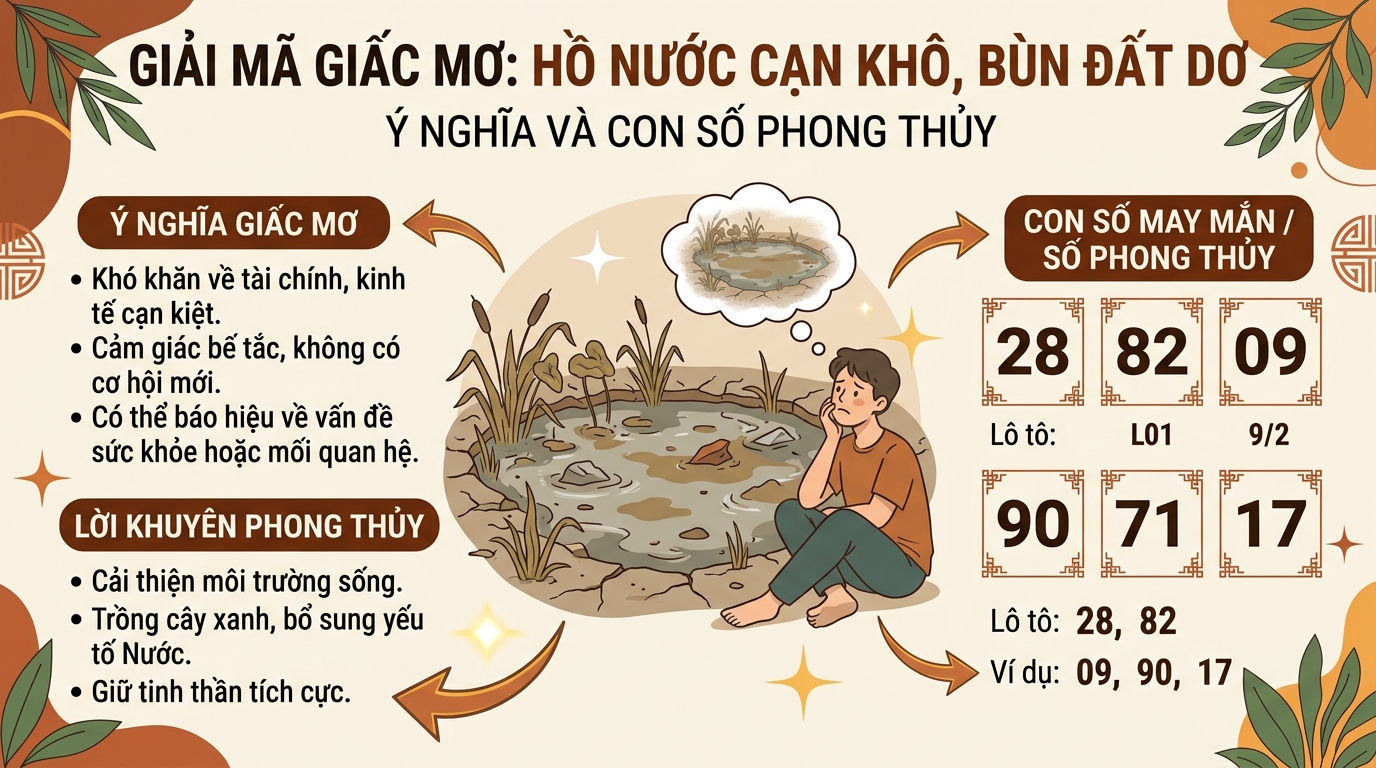 Chốt số phong thủy mơ thấy ao cạn nước đục bẩn