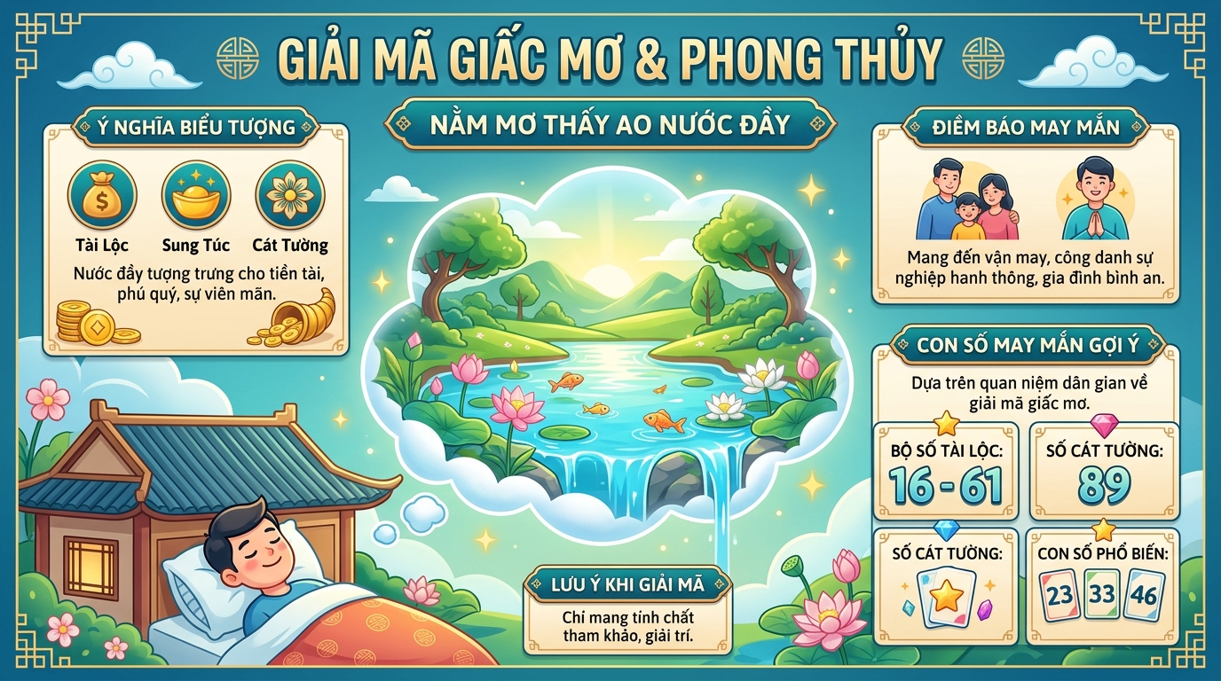 Chốt số phong thủy mơ thấy ao đầy nước