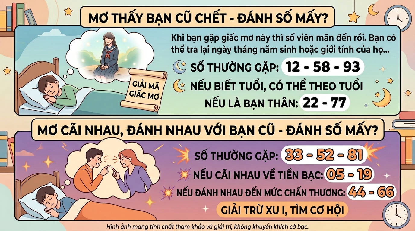 Mơ thấy bạn học cũ chết đánh con gì, đánh nhau với bạn cũ chốt số mấy