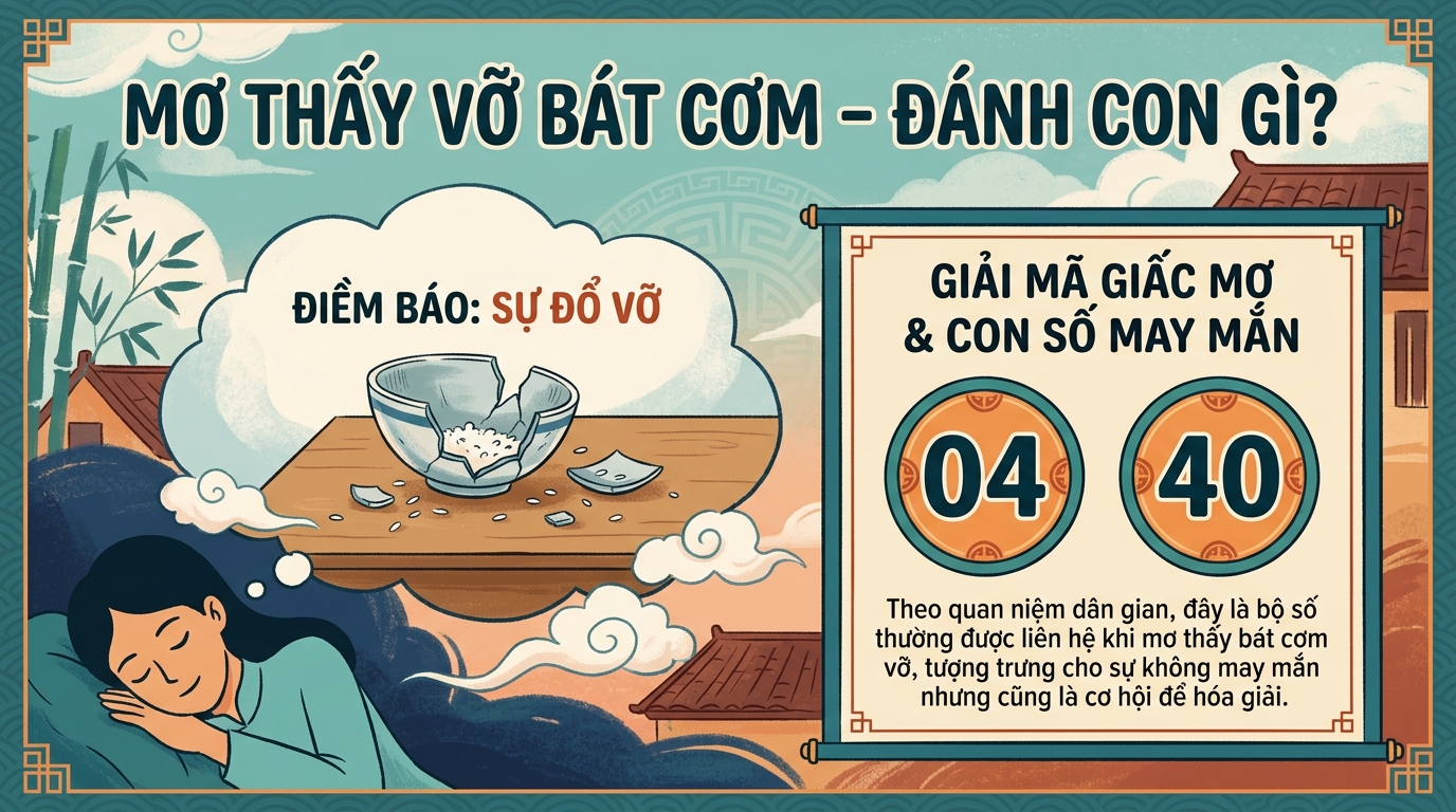 Nằm mơ thấy bát ăn cơm vỡ bát cơm đánh con gì
