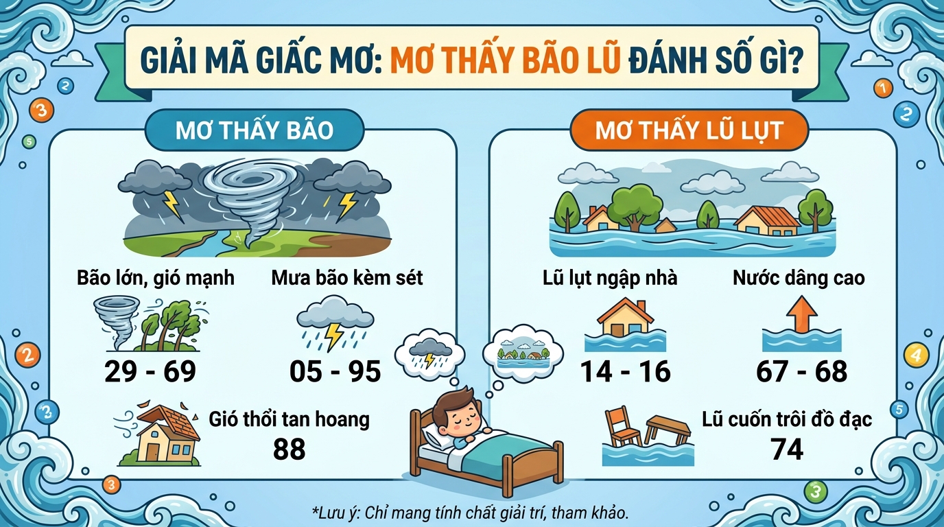 Nằm mơ thấy chạy lũ lụt, bão sập nhà đánh con gì