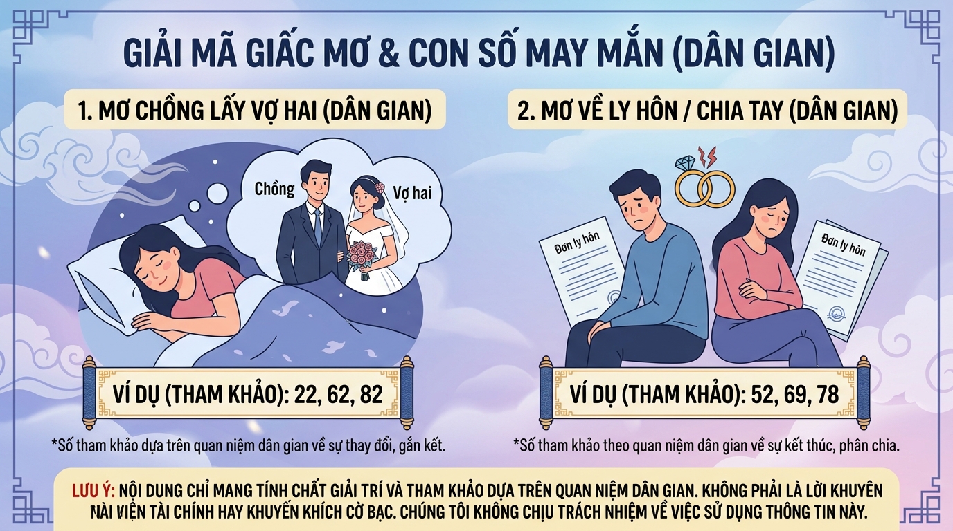 Nằm mơ thấy chồng lấy vợ 2 đánh con gì, ly hôn đánh số mấy
