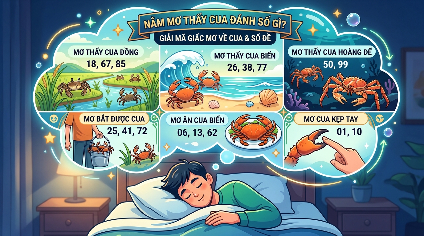 Mơ thấy cua đồng, cua biển, cua hoàng đế đánh con gì