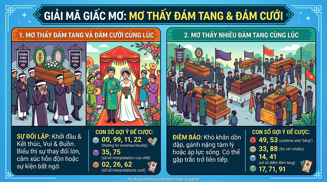 Nằm mơ thấy đám ma và đám cưới cùng lúc đánh con gì, nhiều đám ma đánh đề gì