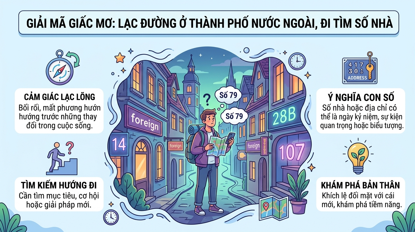 Nằm mơ đi lạc trong thành phố, nước ngoài, tòa nhà đánh số gì